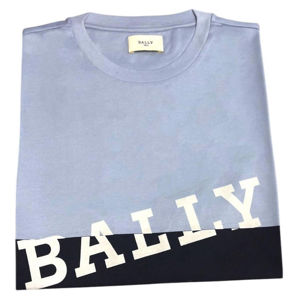 Bally Men’s Colorblock Logo Tee in Poolside/Midnight, Size M. NWT