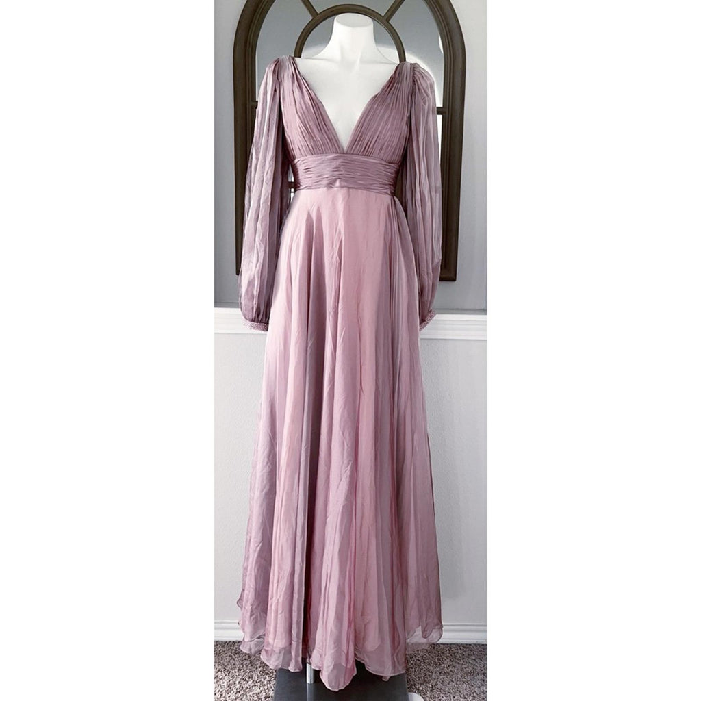 Mac Duggal Split Sleeve Gown in Mocha (Style #67414),  Size 6 New w/Tag