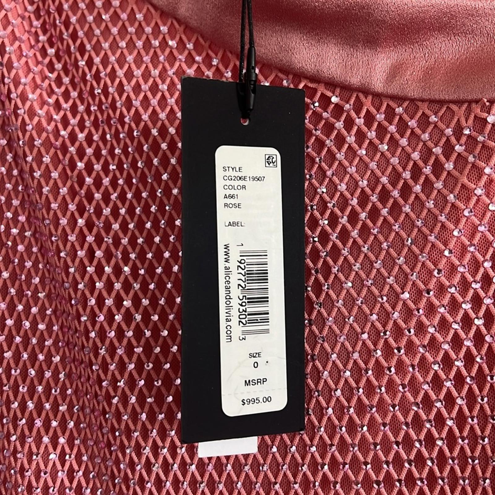 Alice + Olivia Michele Mesh Cutout Gown in Rose, Size 0 New w/Tag Retail $995