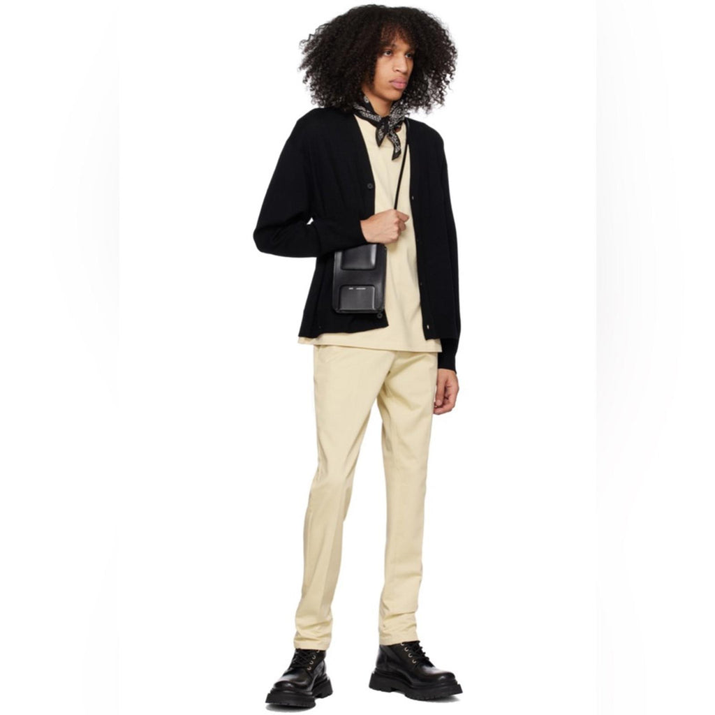 AMI Alexandre Mattiussi Straight-Fit Trousers Pants in Off-White, Size L, NEW