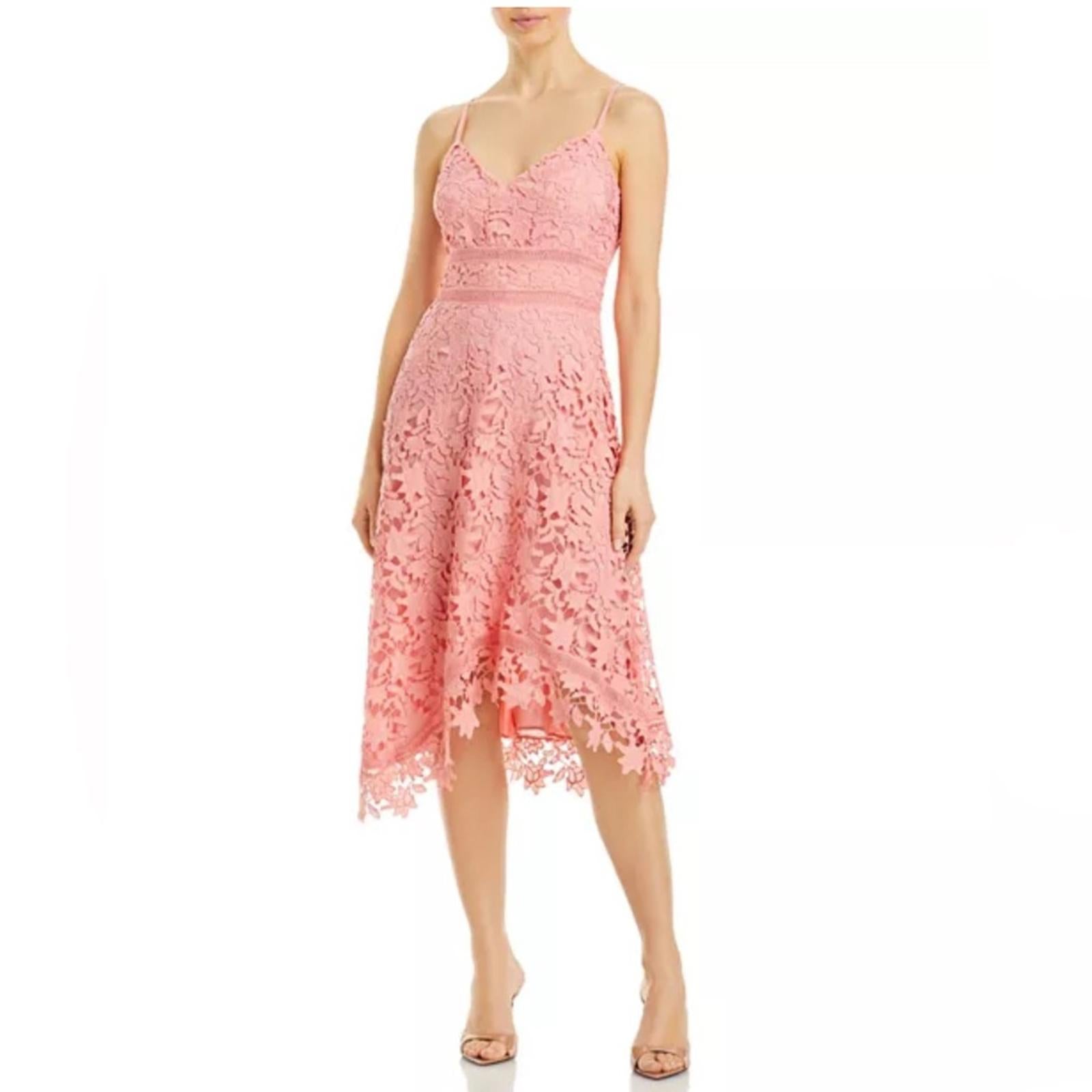 Eliza J. Asymmetric Hem Lace Dress in Pink, Size 12 New w/Tag