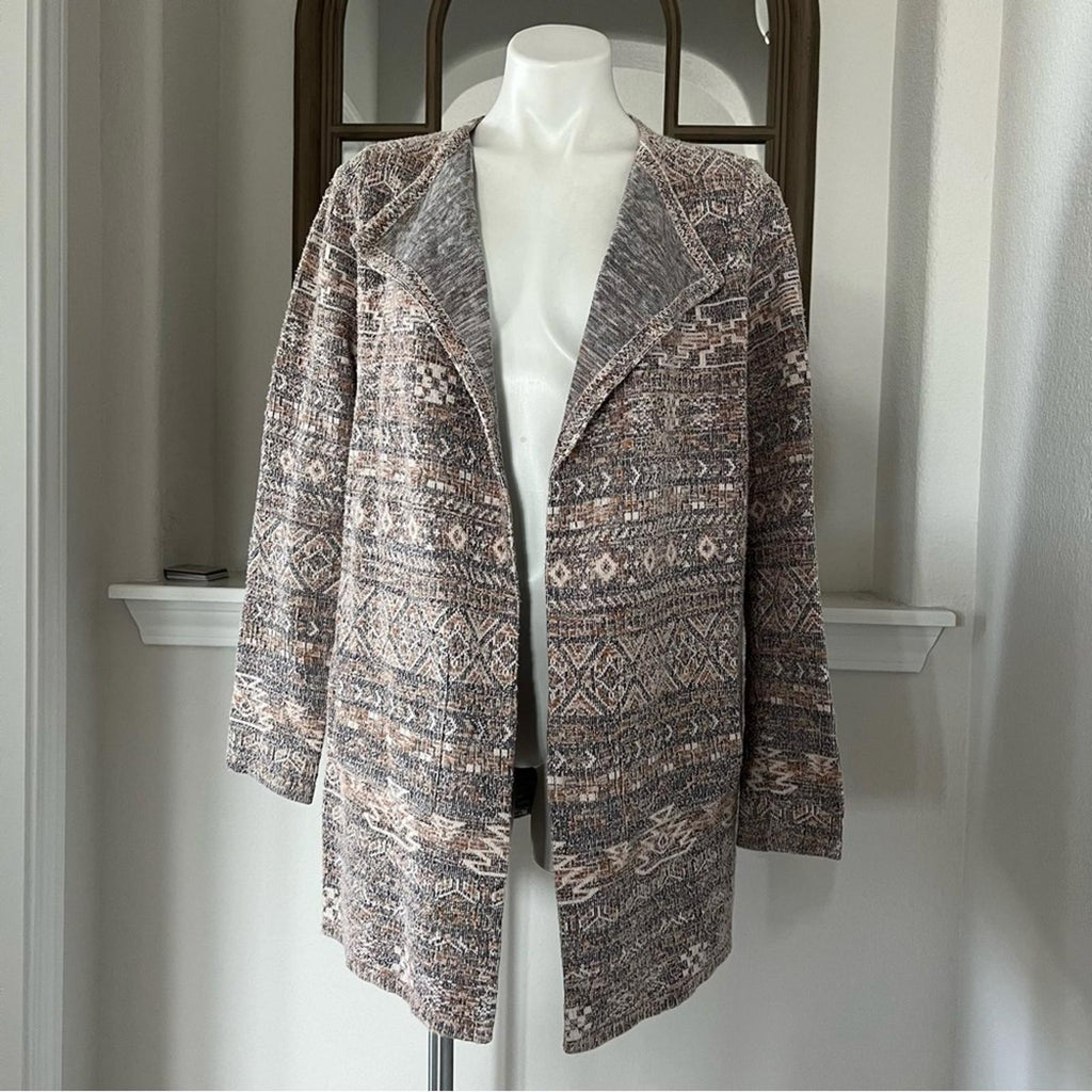 Lucky Brand Aztec Print Tweed Cardigan/Jacket Size L EXCELLENT!