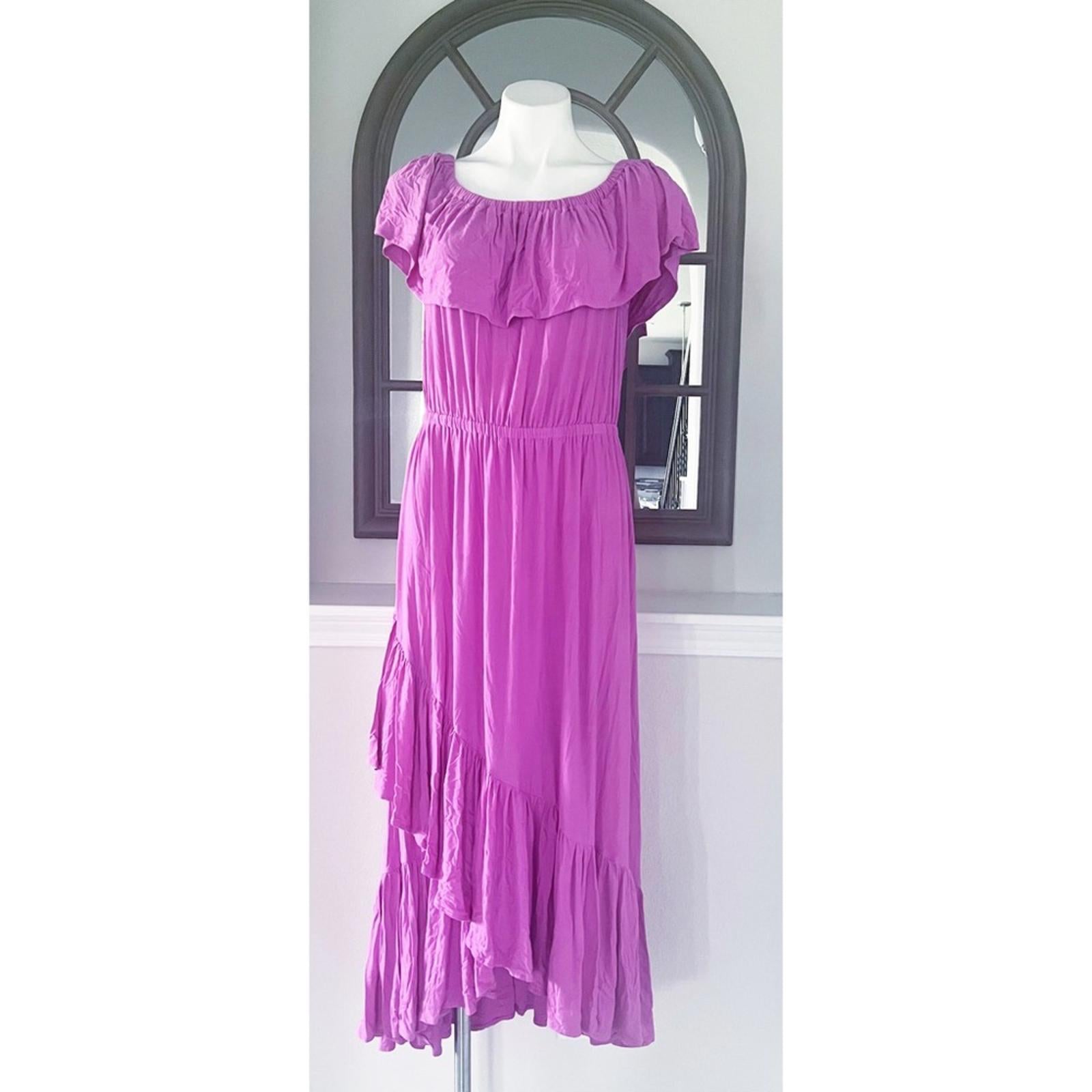 Lane Bryant Ruffle Off-The-Shoulder Maxi Dress in Purple Size 14/16 EXCELLENT!