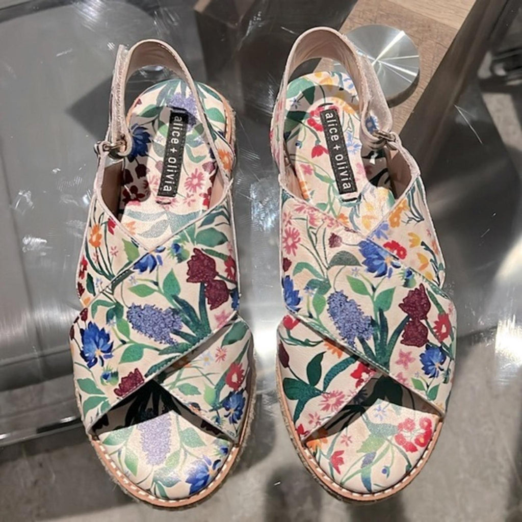Alice+Olivia River Chelsea Wildflower Painted Nappa Espadrille w/DustBag Size37