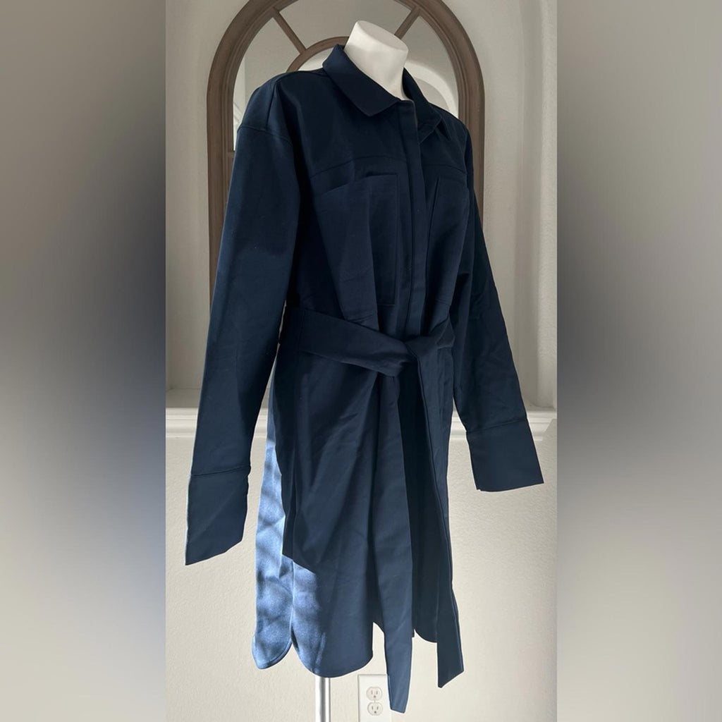 Good American Poplin Belted Shirt Dress in Navy, Plus Size 6 (3X), New w/Tag