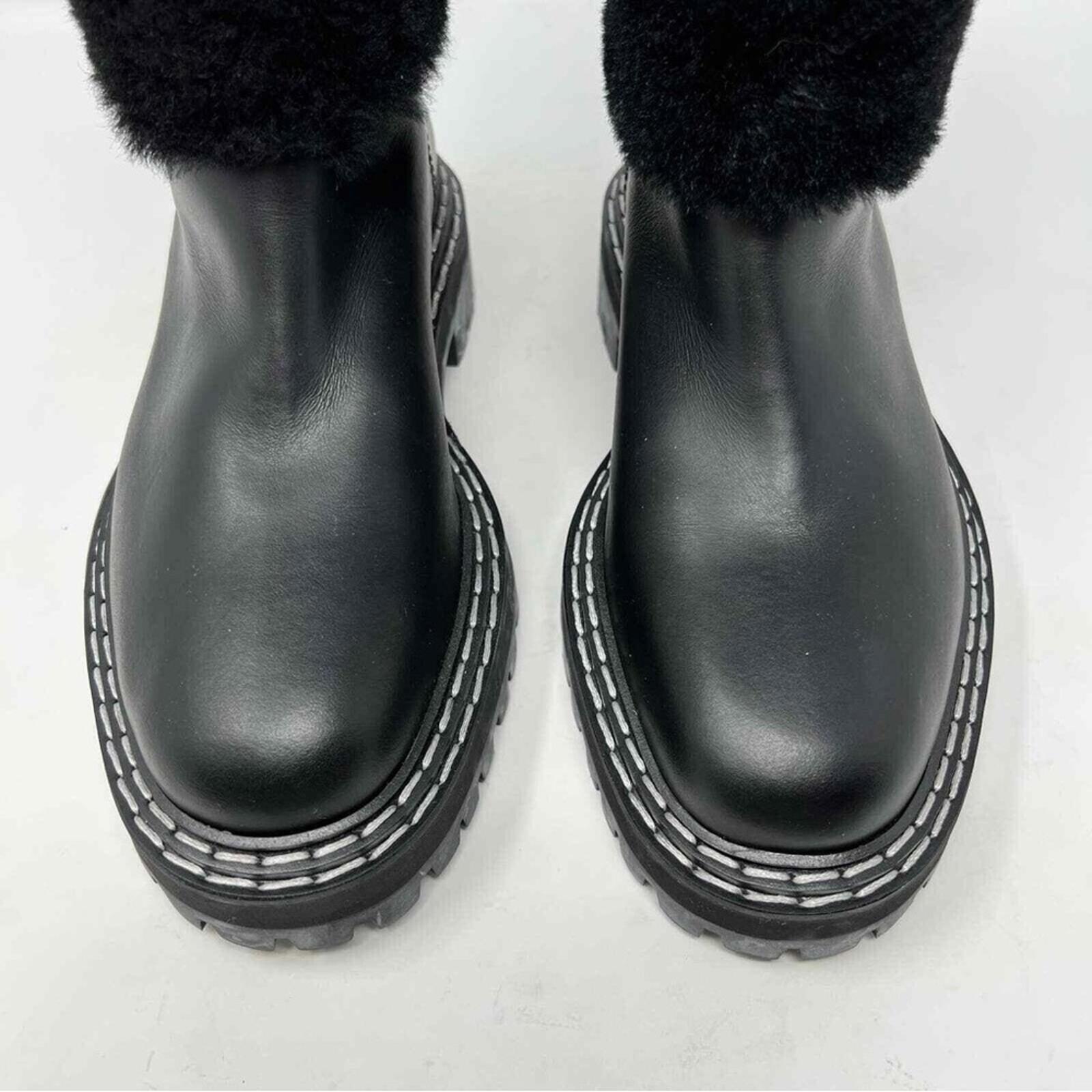 Proenza Schouler CA/SH Shearling Booties in Black, Size 38 NEW in Box + DustBag