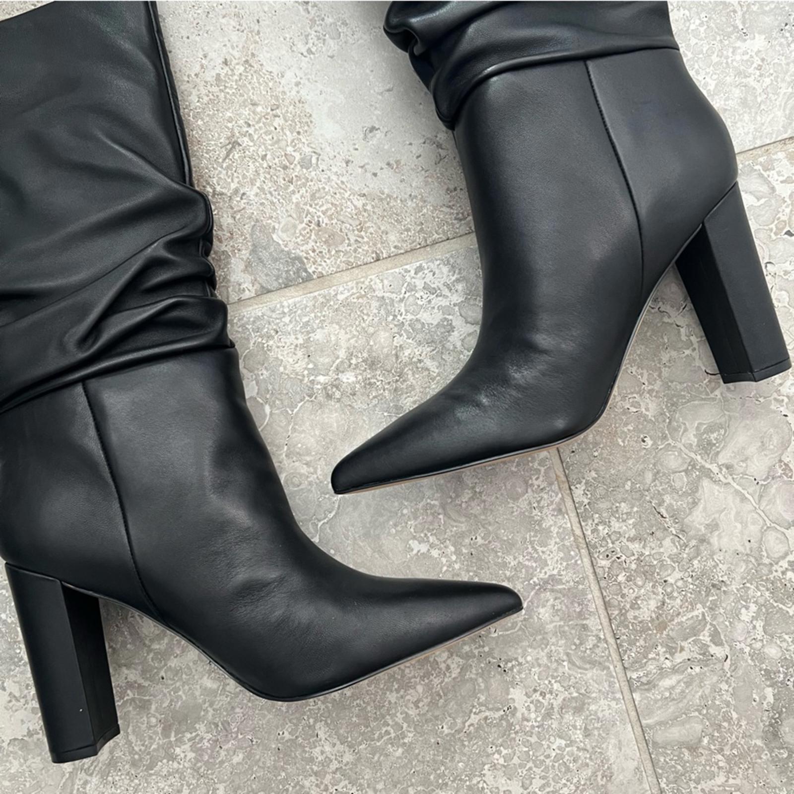 Marc Fisher LTD Gomer Slouched High Heel Boots Black Size 11M in Box Retail $249