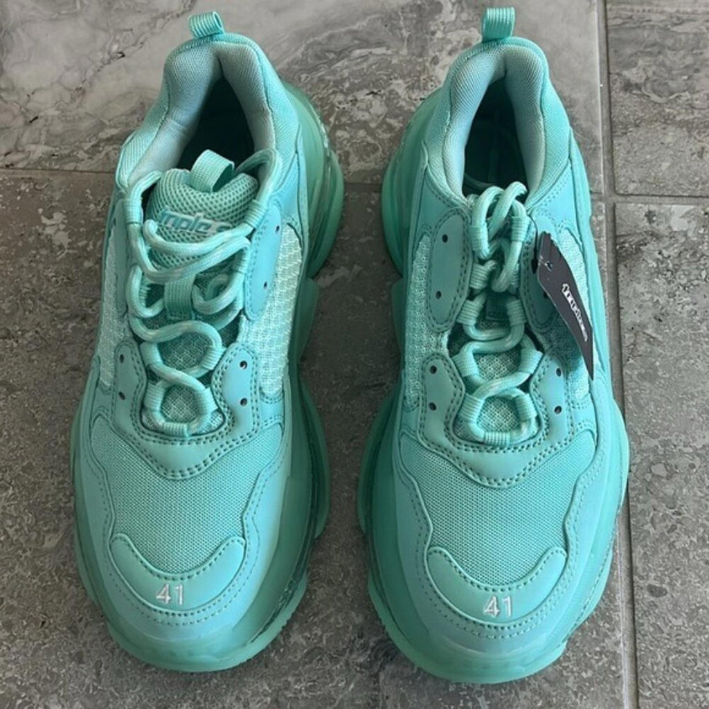 NWT Balenciaga Triple S Clear Sole Chunky Sneakers in Mint, Size 41 New in Box