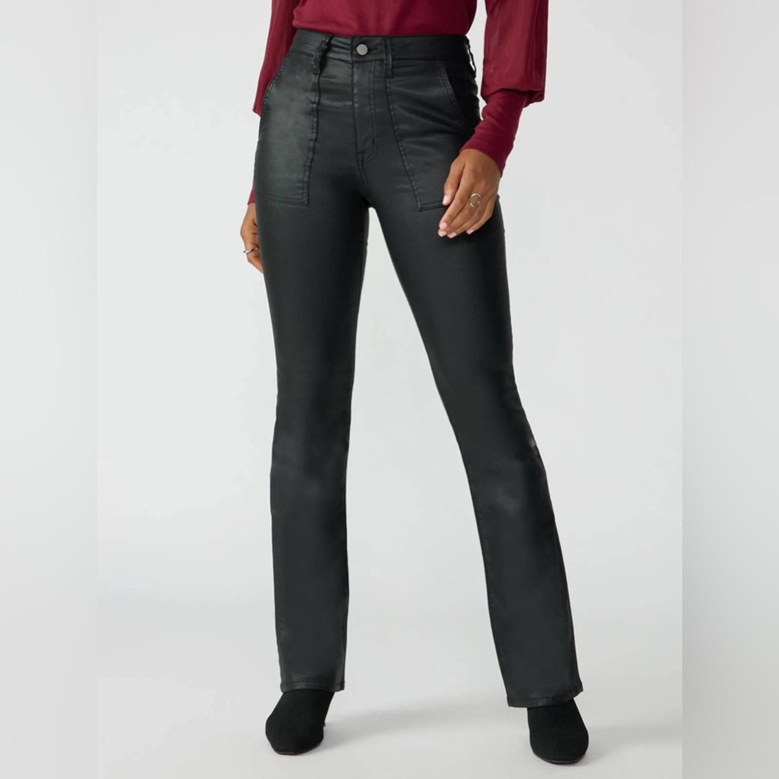 Anthropologie’s Sanctuary Birdy Twill Coated Flare Pants in Black, Size 32 NWT