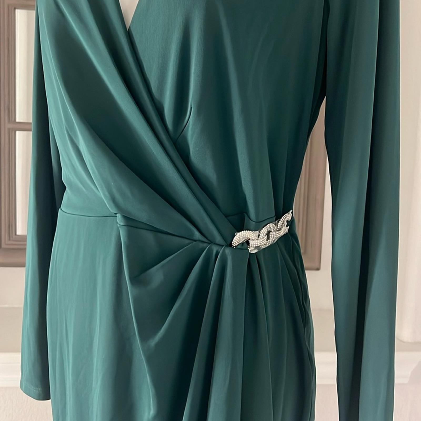 Lauren Ralph Lauren Jersey Surplice Cocktail Dress in  Green, Size 14, New w/Tag