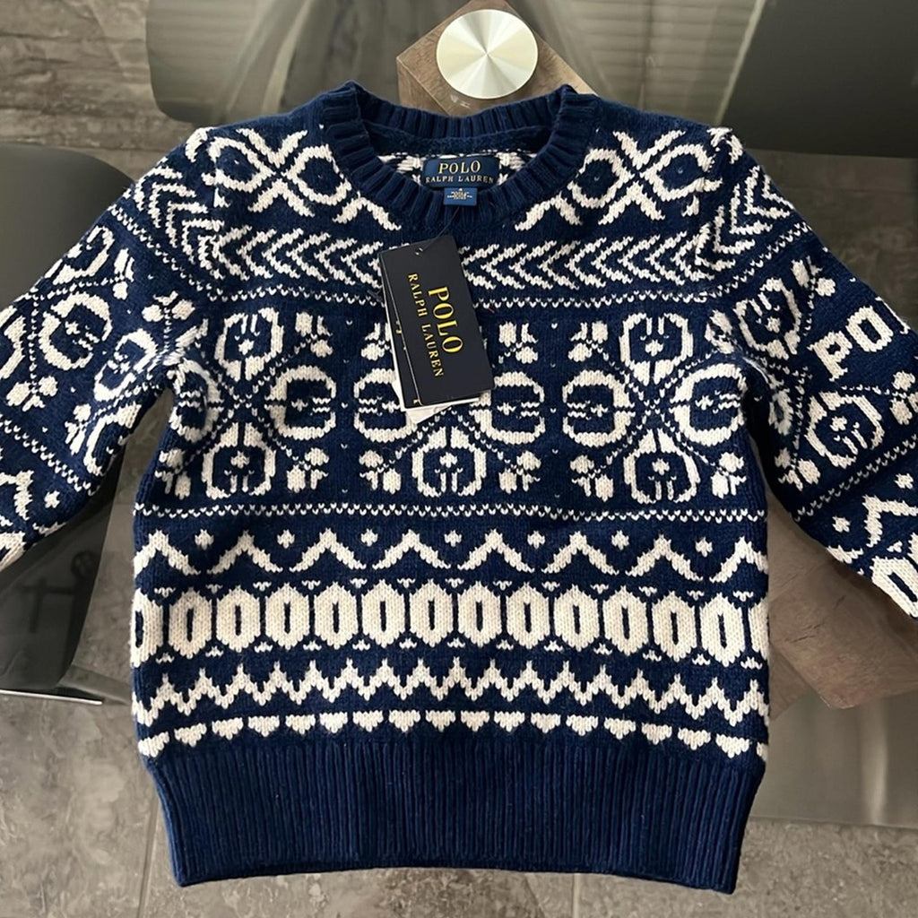 Polo Ralph Lauren Boy's Fair Isle Wool Sweater Multi Navy, Size 4 New w/Tag