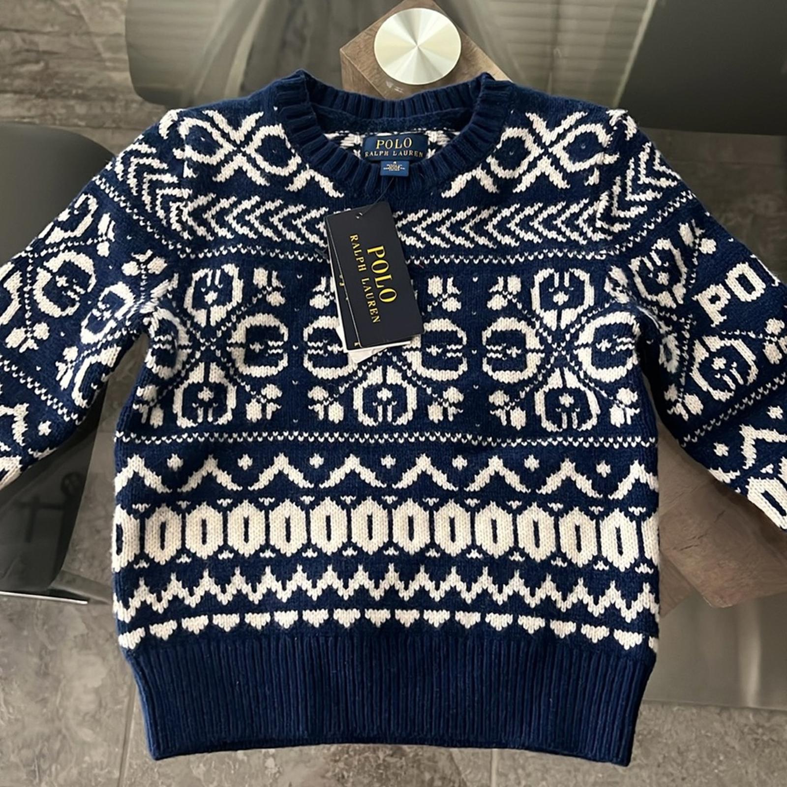Polo Ralph Lauren Boy's Fair Isle Wool Sweater Multi Navy, Size 4 New w/Tag