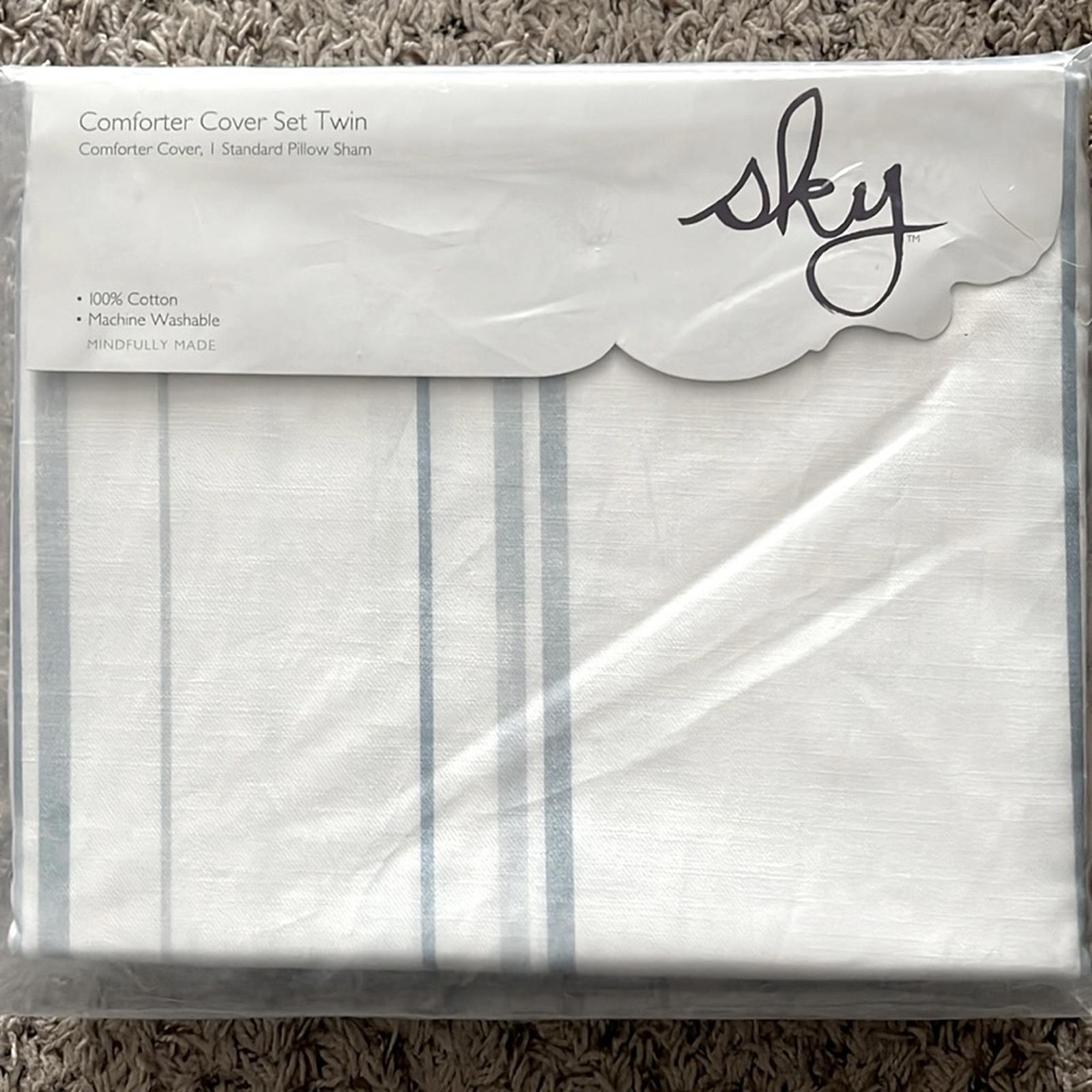 Sky Bristol Stripe Duvet Cover Set, Twin New w/Tag $230 - SOLD OUT