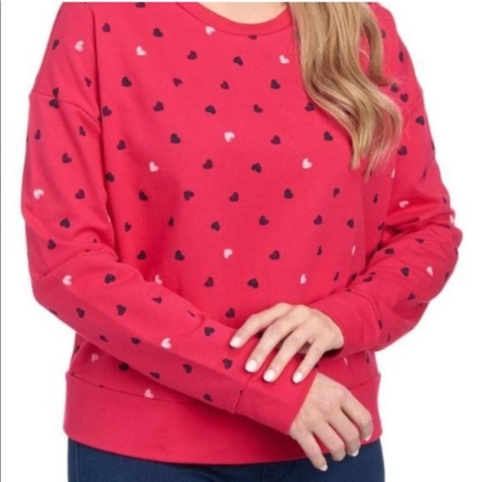 Earl Jeans Hearts Crew Neck Sweatshirt in Fuchsia, Size L (Excellent Condition)