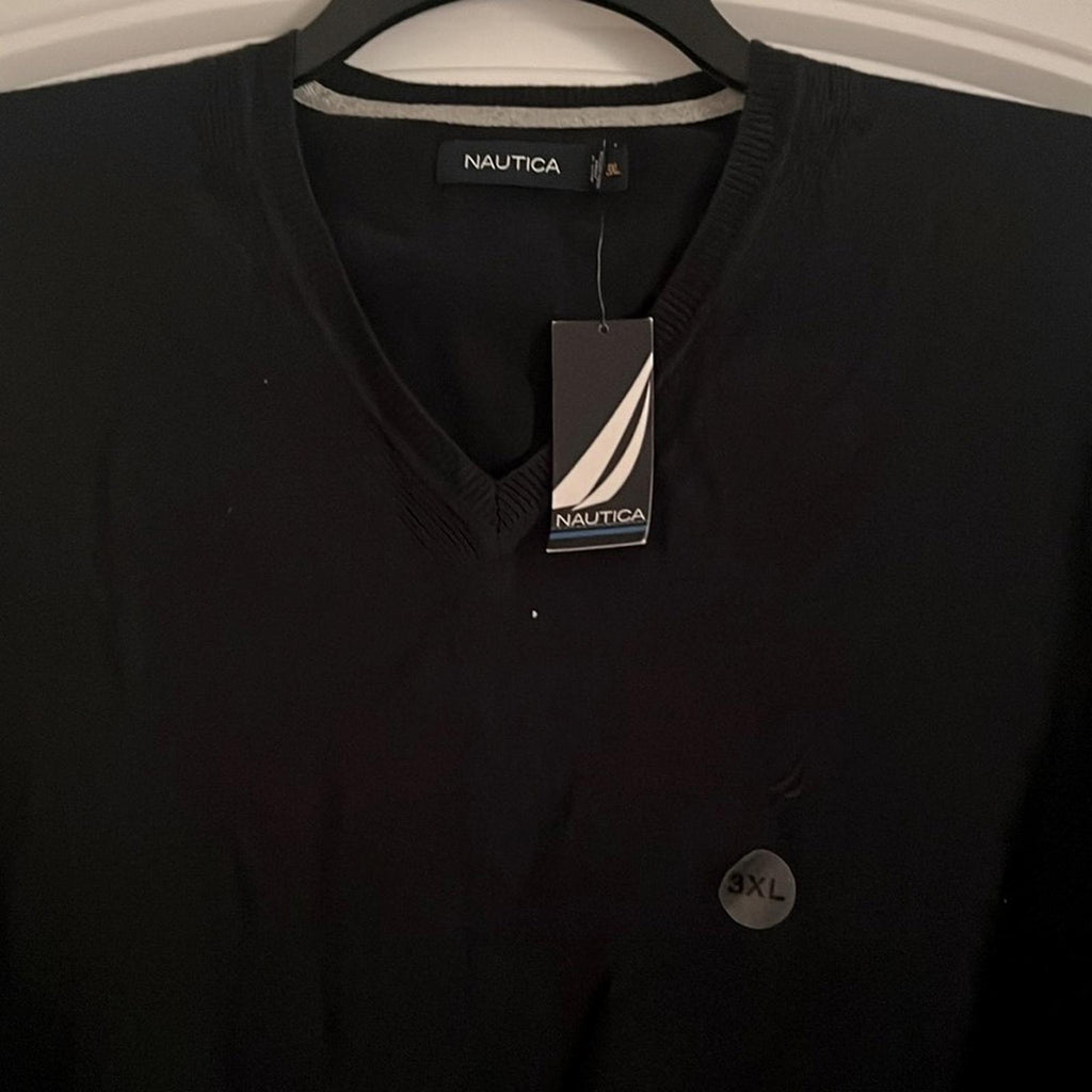 Nautica Cotton V-Neck Sweater in Navy Blue, Size 3XL NEW with Tag