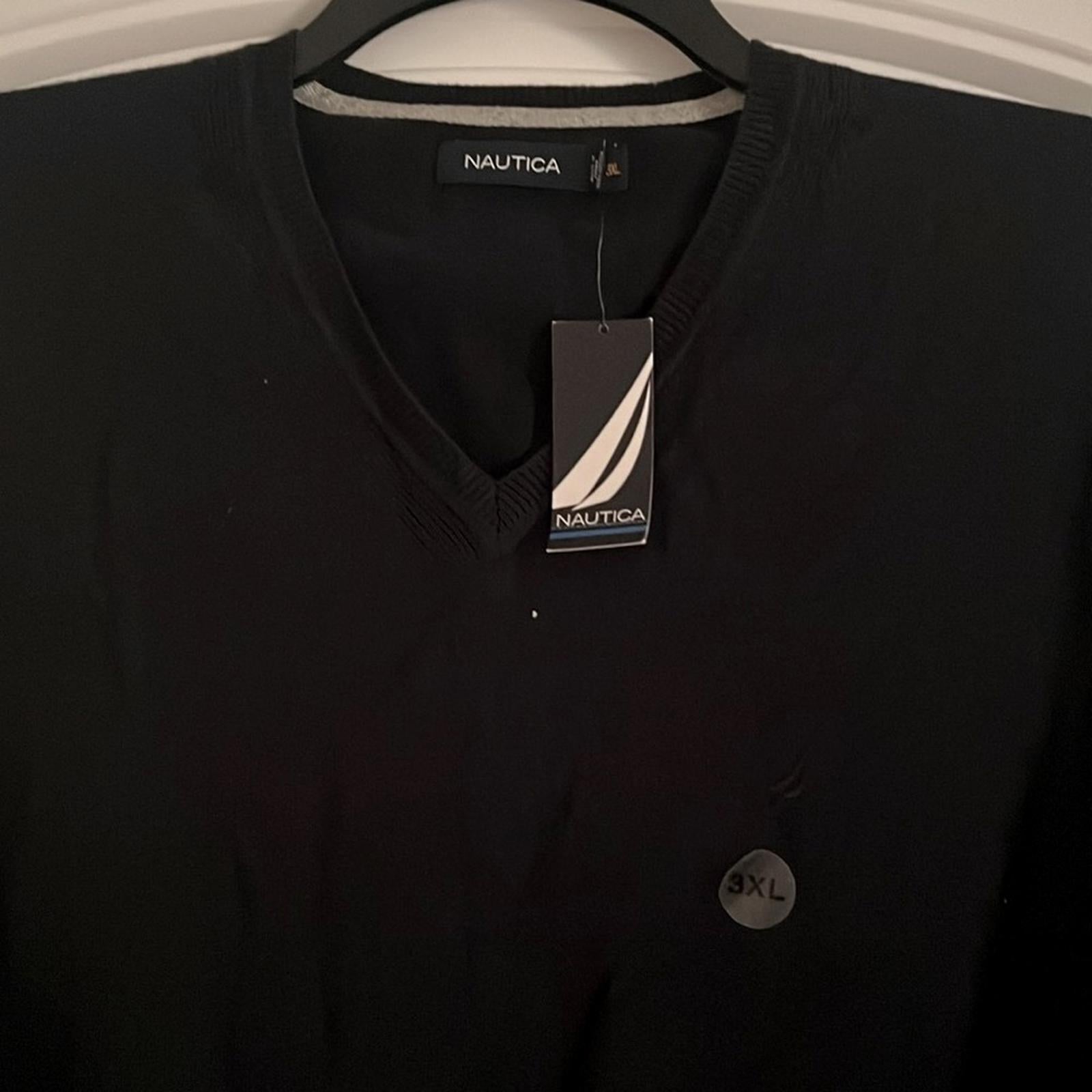 Nautica Cotton V-Neck Sweater in Navy Blue, Size 3XL NEW with Tag