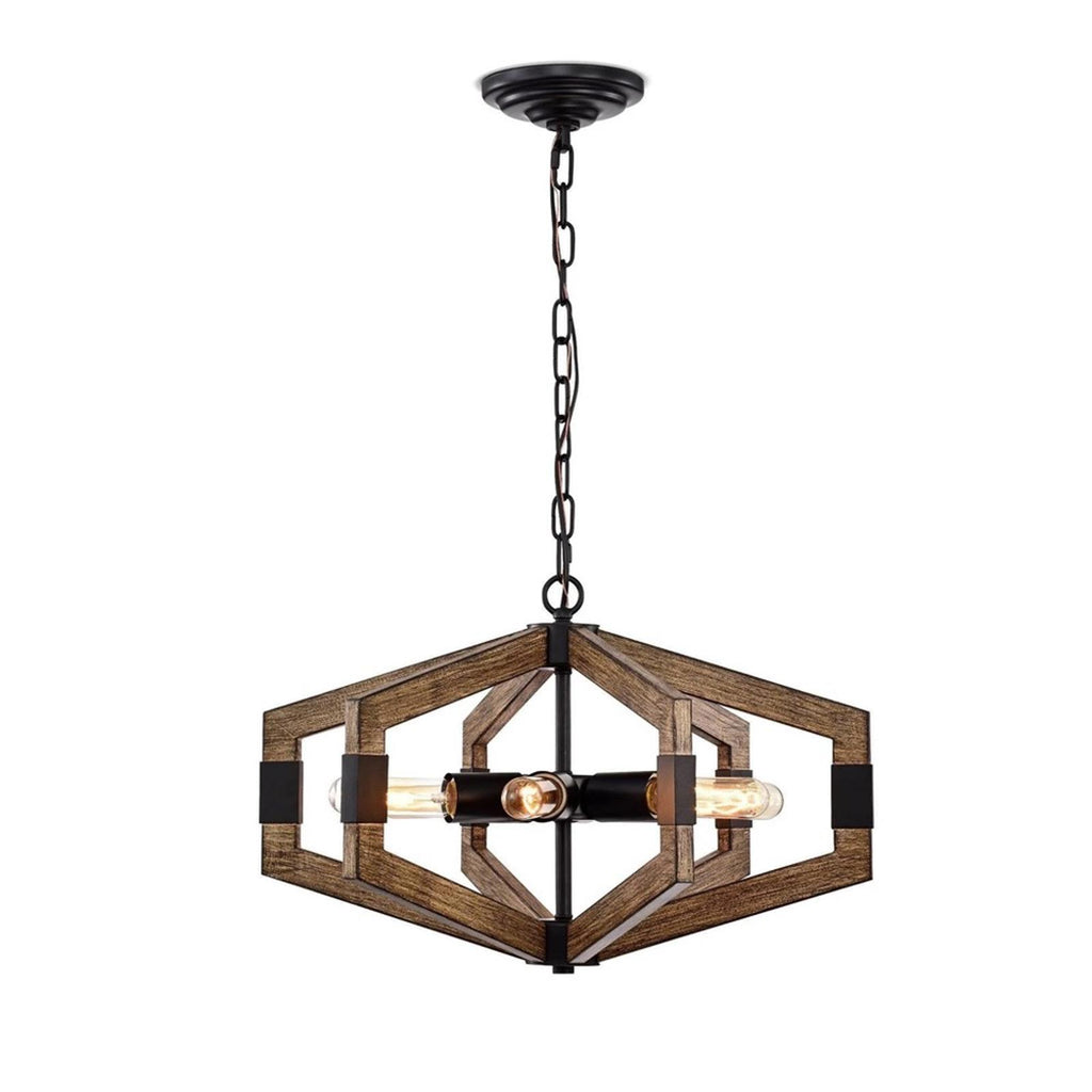 Warehouse of Tiffany 6-Light Kraven Imitation Wood Grain Abstract Chandelier NEW