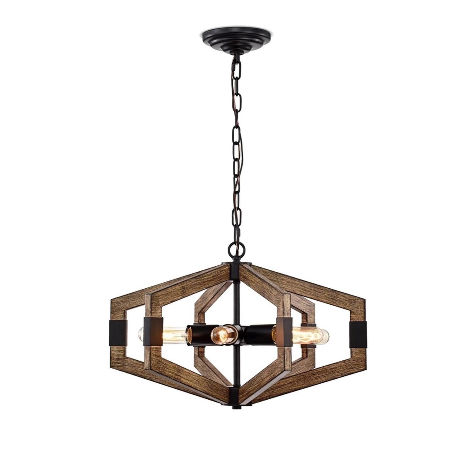 Warehouse of Tiffany 6-Light Kraven Imitation Wood Grain Abstract Chandelier NEW