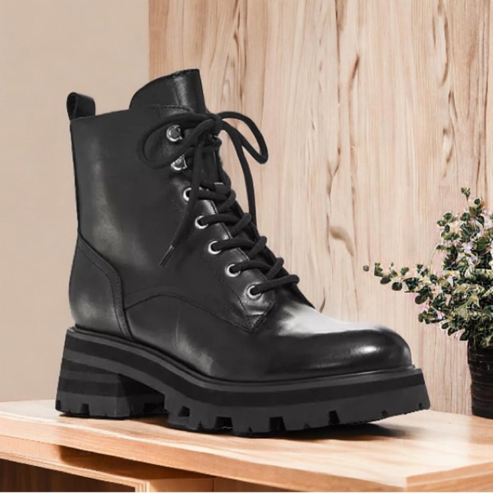 Marc Fisher LTD. Lucien Lace Up Combat Boots, Black Size 11  New in Box $249
