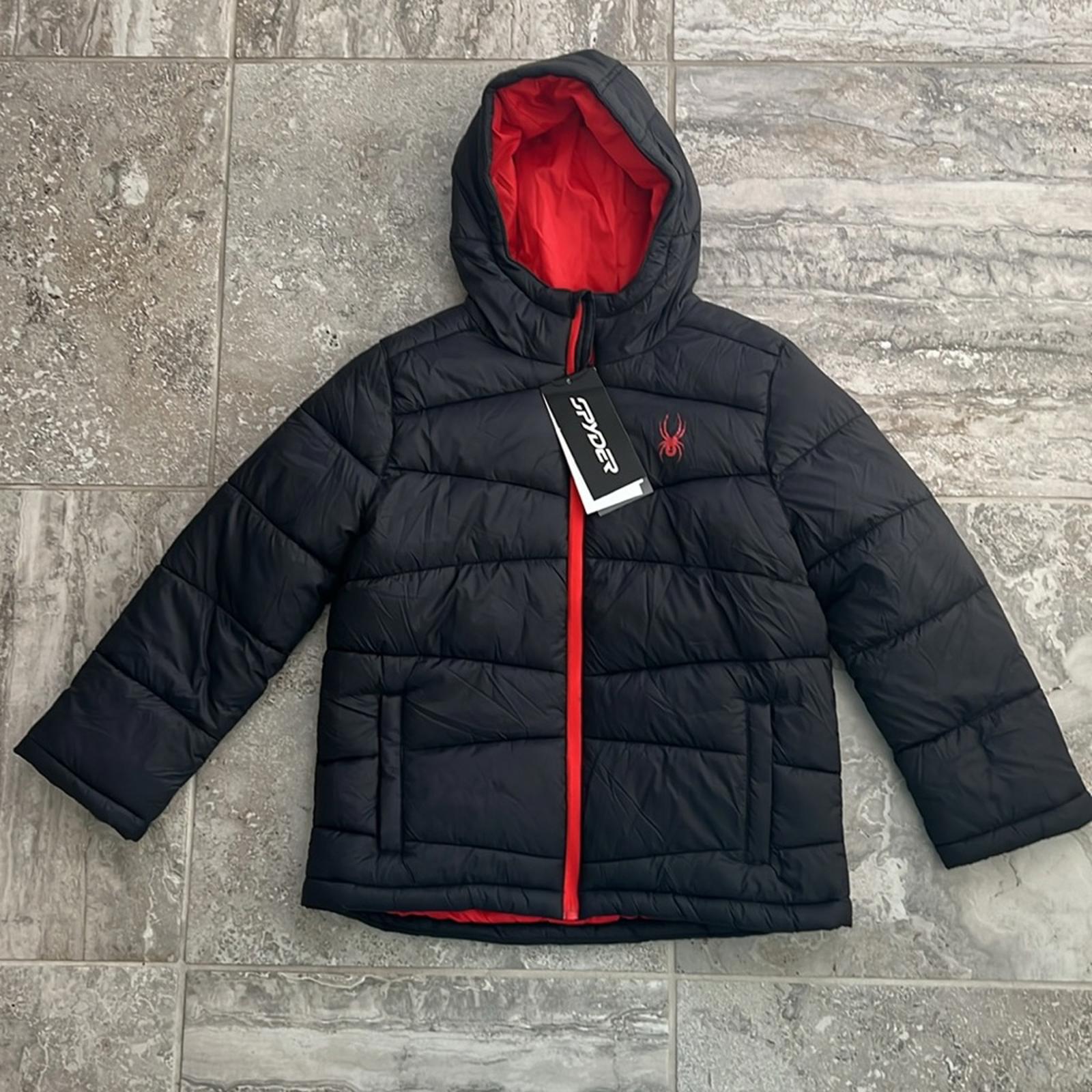 Spyder Kid’s District Hooded Puffer Jacket in Black Size L, New w/Tag