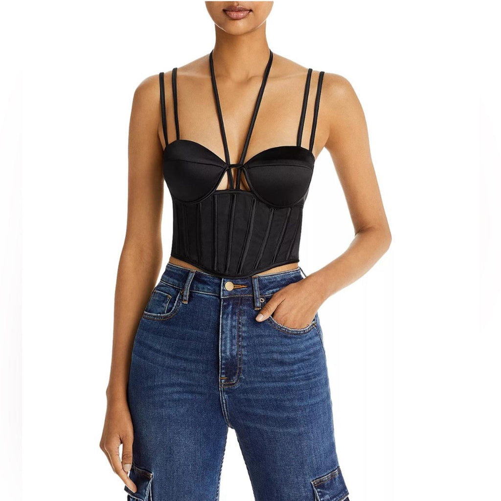 New AQUA x Maeve Reilly Halter Bustier Top, Size XS New w/Tag Retail $78