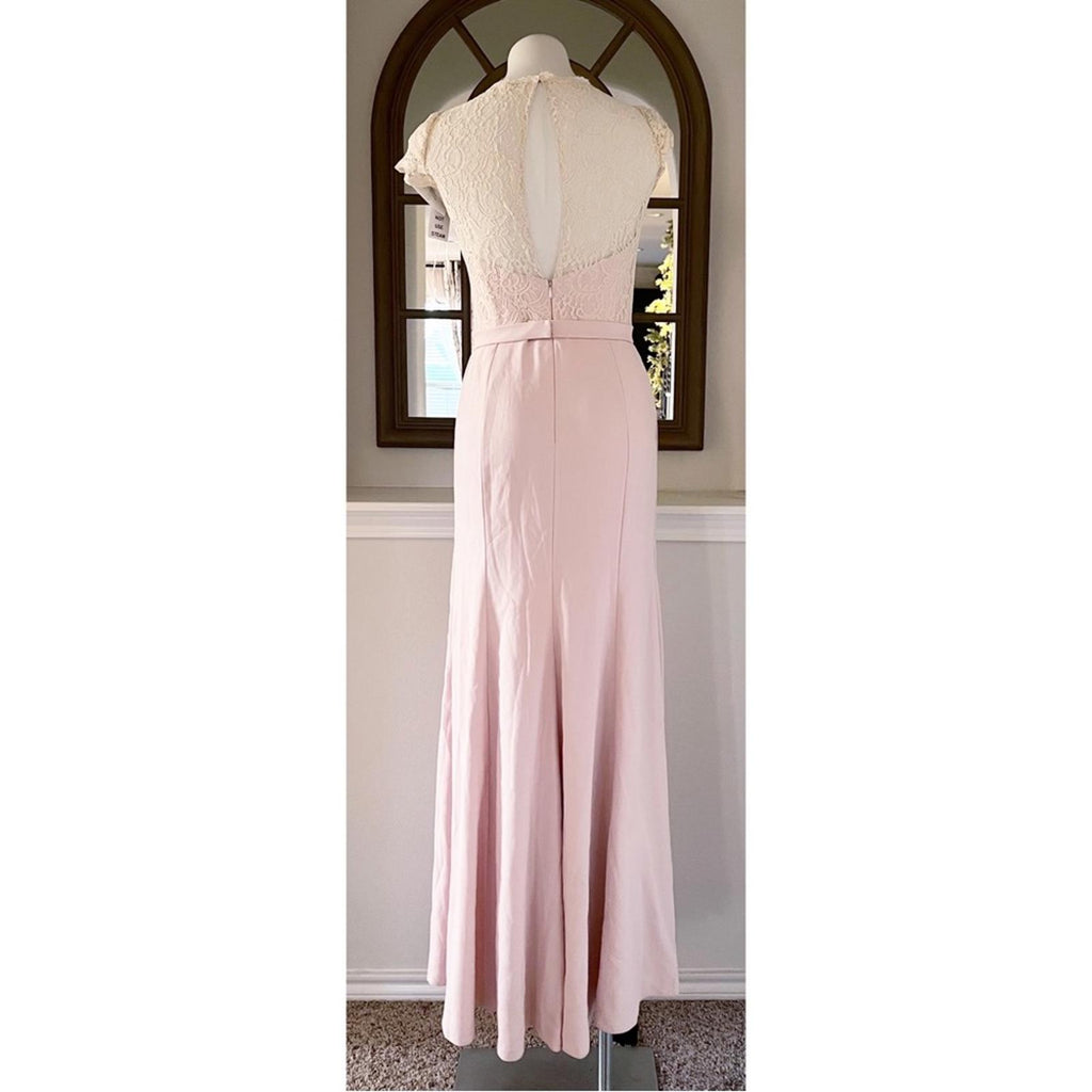 Jenny Packham Lace & Crepe Column Gown in Blush Pink, Size 4, New w/Tag $290