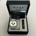 Vitae London Watch Elmington Silver Tone Stainless Steel Bracelet 44mm, NWT