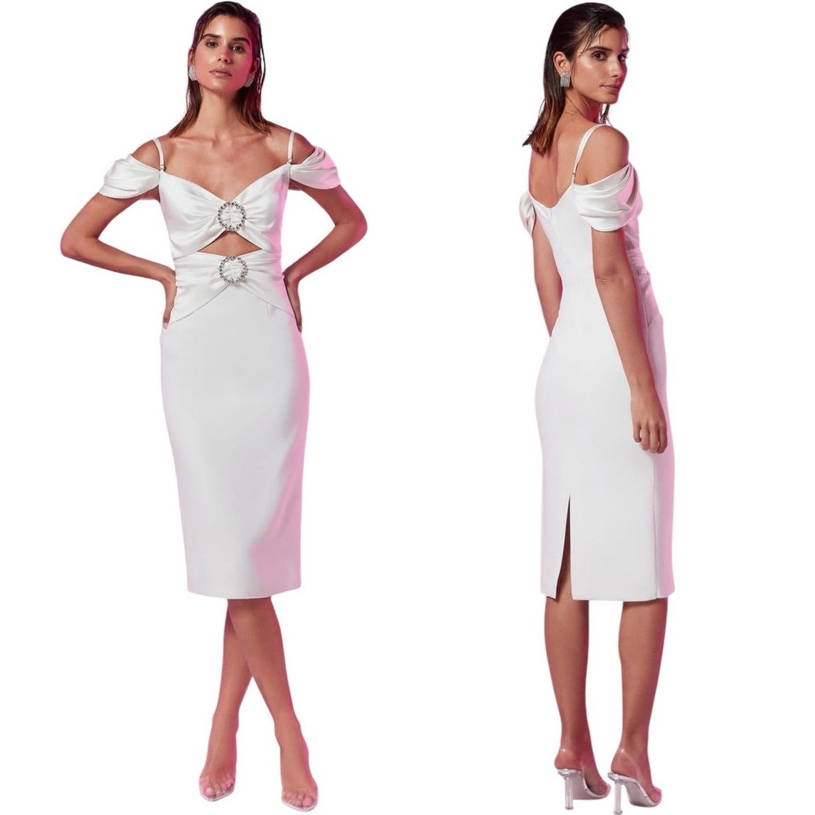 GiGii’s Luminary Reflection June Dress w/Swarovski Stone Details, White XS NWT