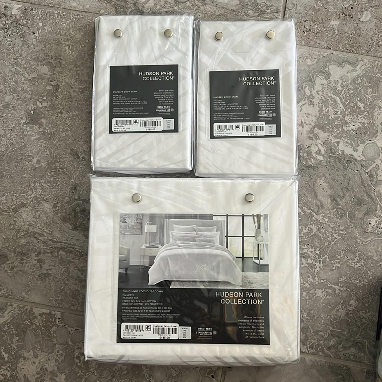 3-Pc Hudson Park Collection Palmetto Cotton Silk Duvet + 2Shams, Queen NWT $875