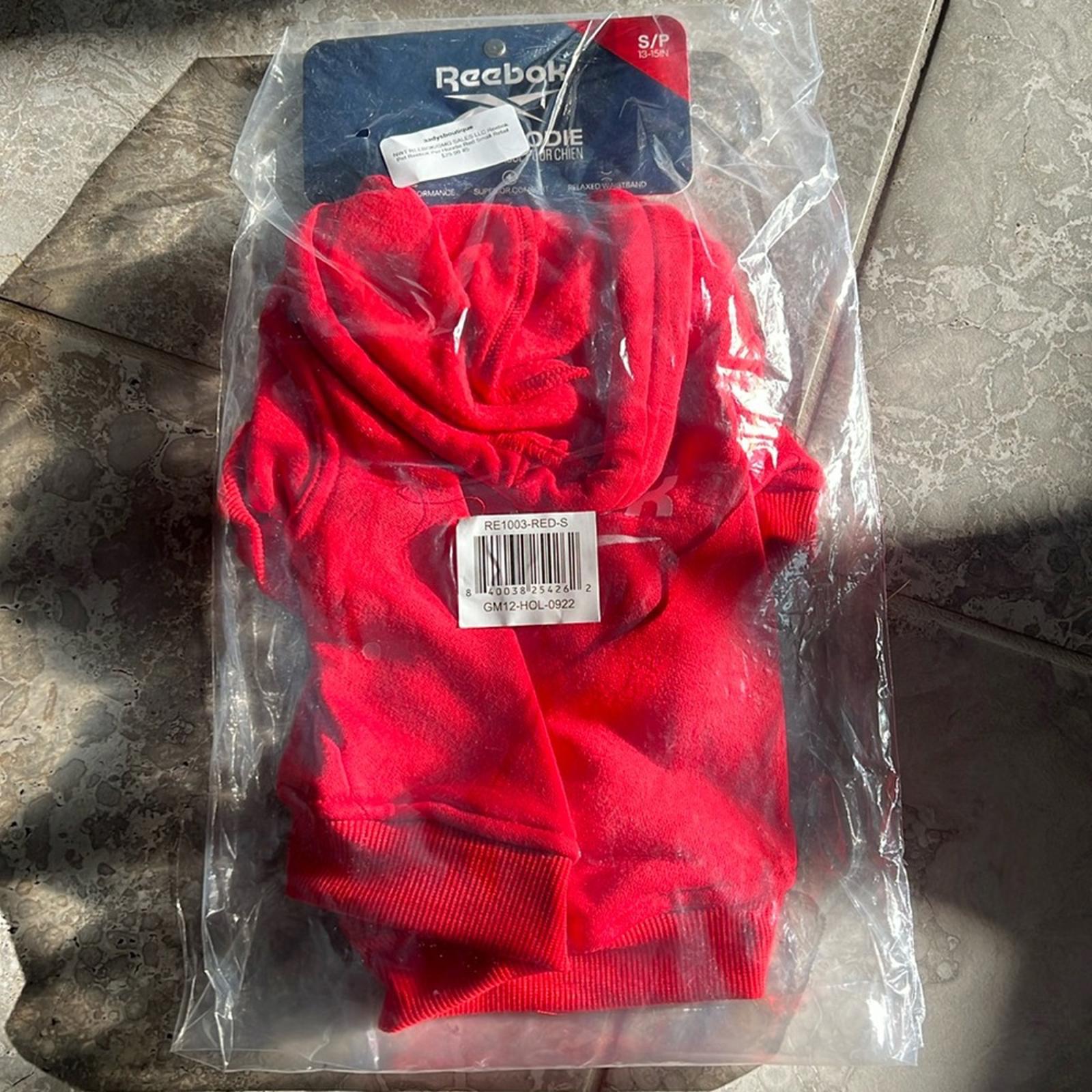 Reebok Dog Hoodie – Fleece Dog Sweater with Leash Hole in Red, Size S NEW w/Tag