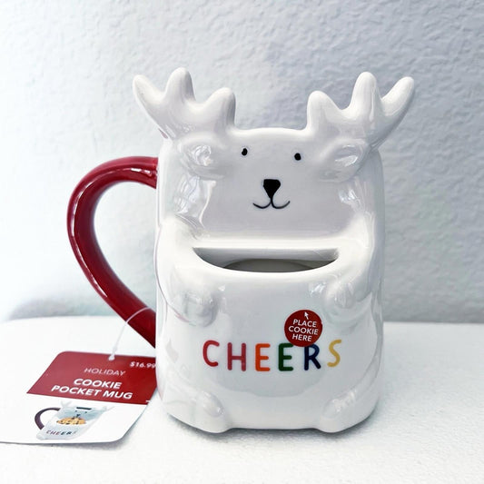 HOLIDAY Cookie Pocket “CHEERS” Mug , New with Tag