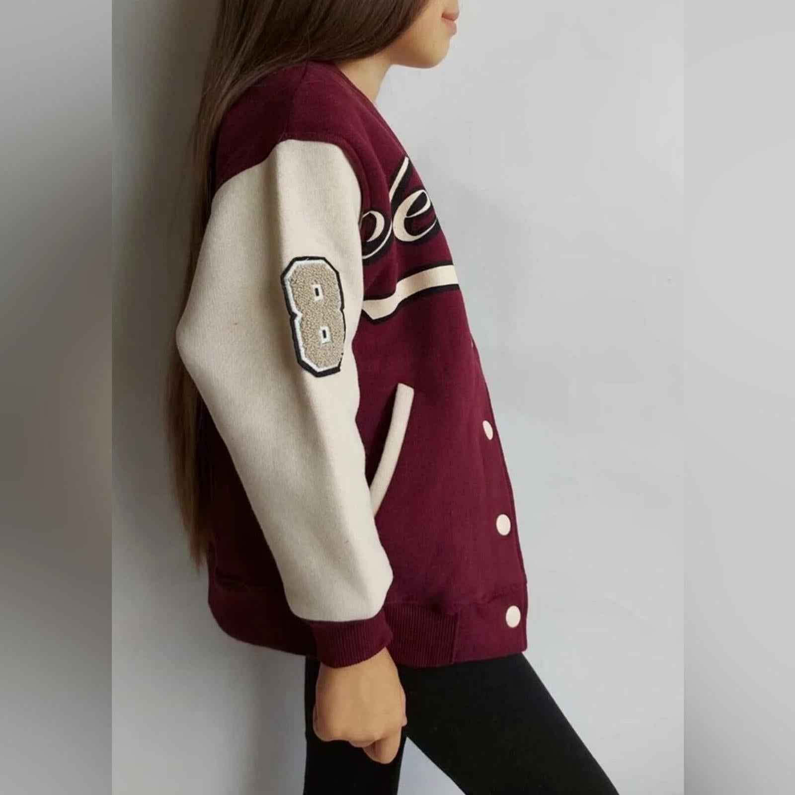 ZARA Kids New York Burgundy College Jacket, Unisex Size 6-7 NWT
