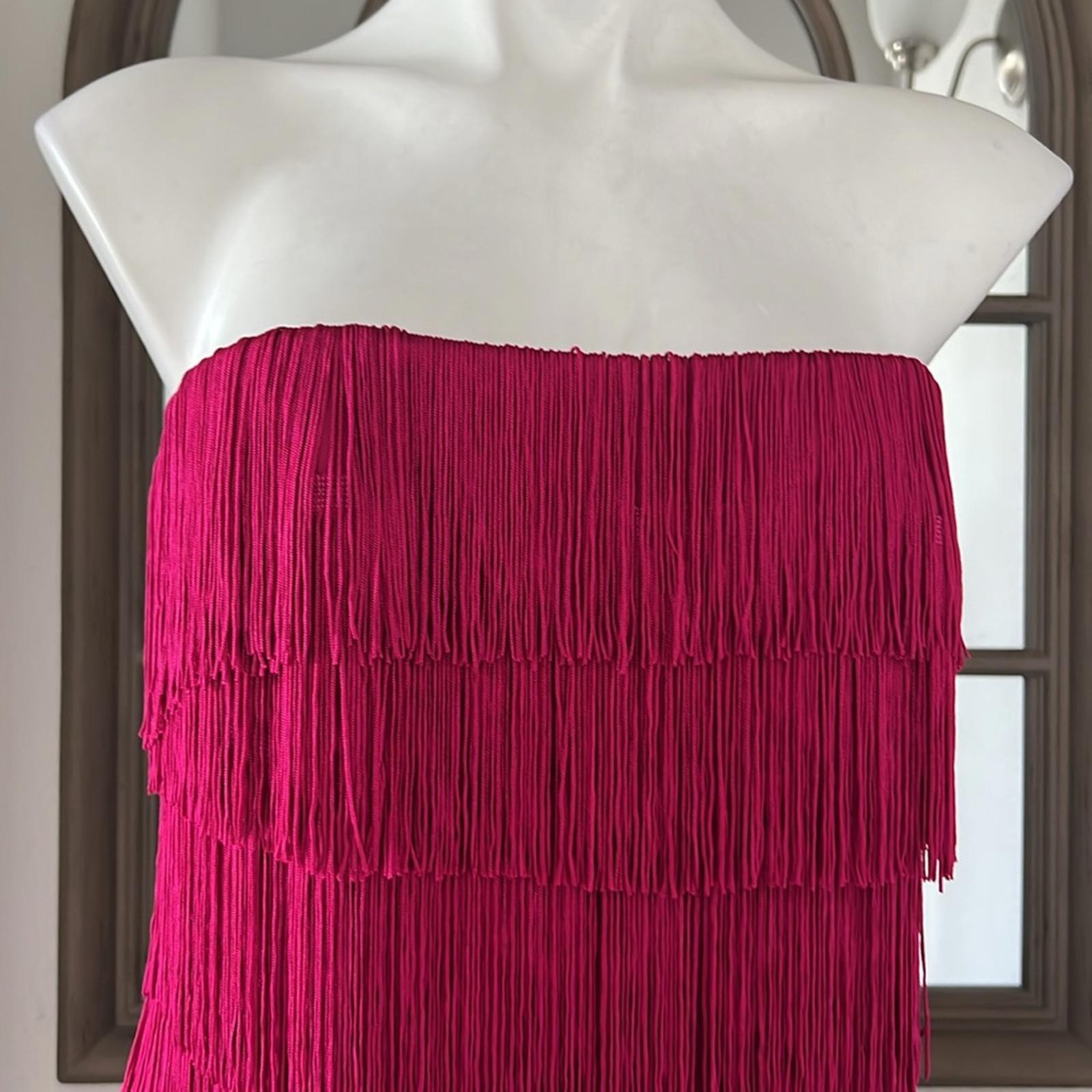 Liv Foster Fringe Cocktail Dress in Rich Magneta Size 12 New w/Tag $395