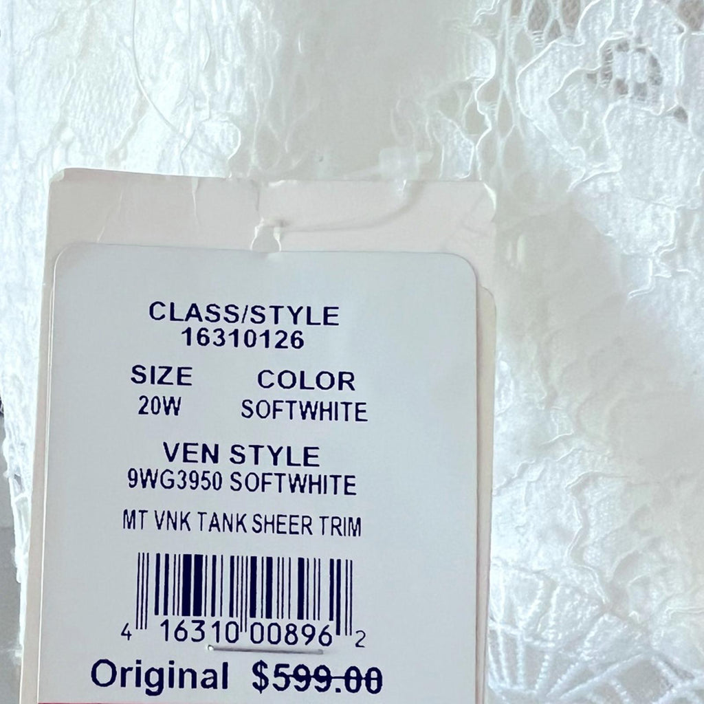 GALINA V-Neck Lace Illusion Wedding Dress, White, Size 20W Retail $599 SOLD OUT