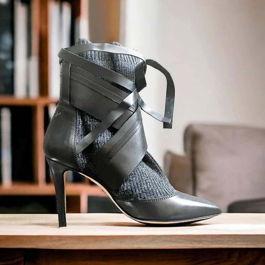 IRO Leather & Knit Sock Booties, Black Size FR41 | EU38 New in Box Retail 345 €