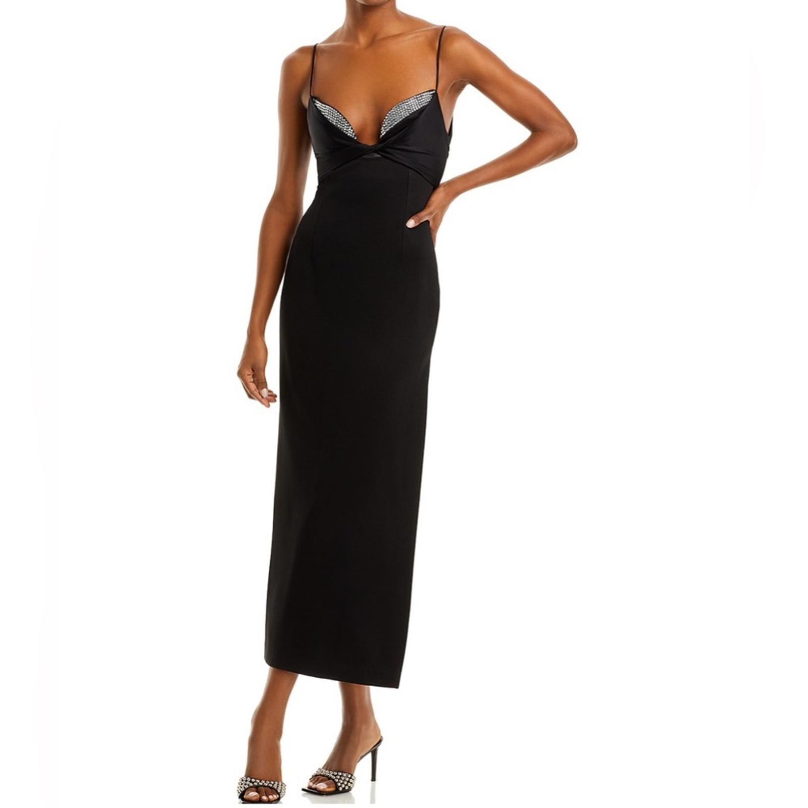 Galvan London Crystal Bustier Dress in Black, Size US2 FR34 UK6 NWT Retail $1895