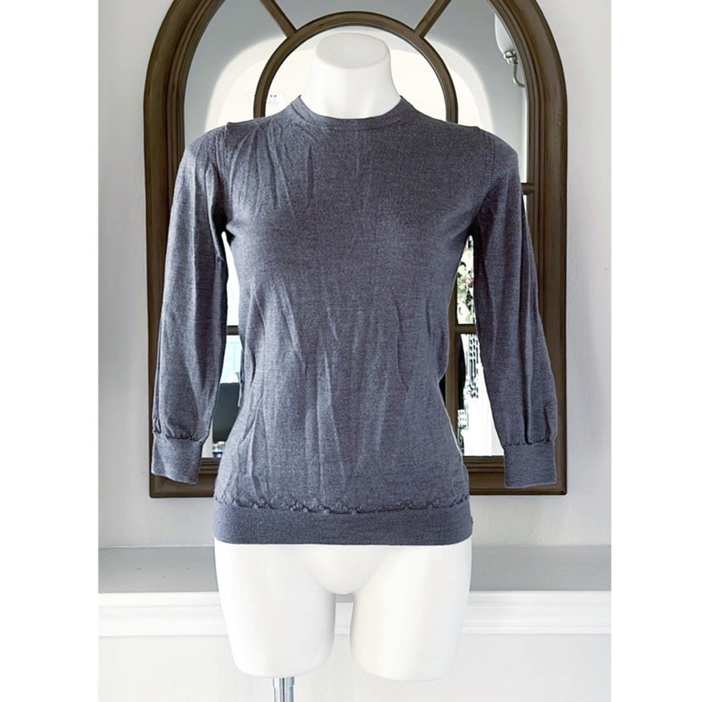 Burberry London Crewneck 3/4 Sleeve Sweater in Grey, Size M
