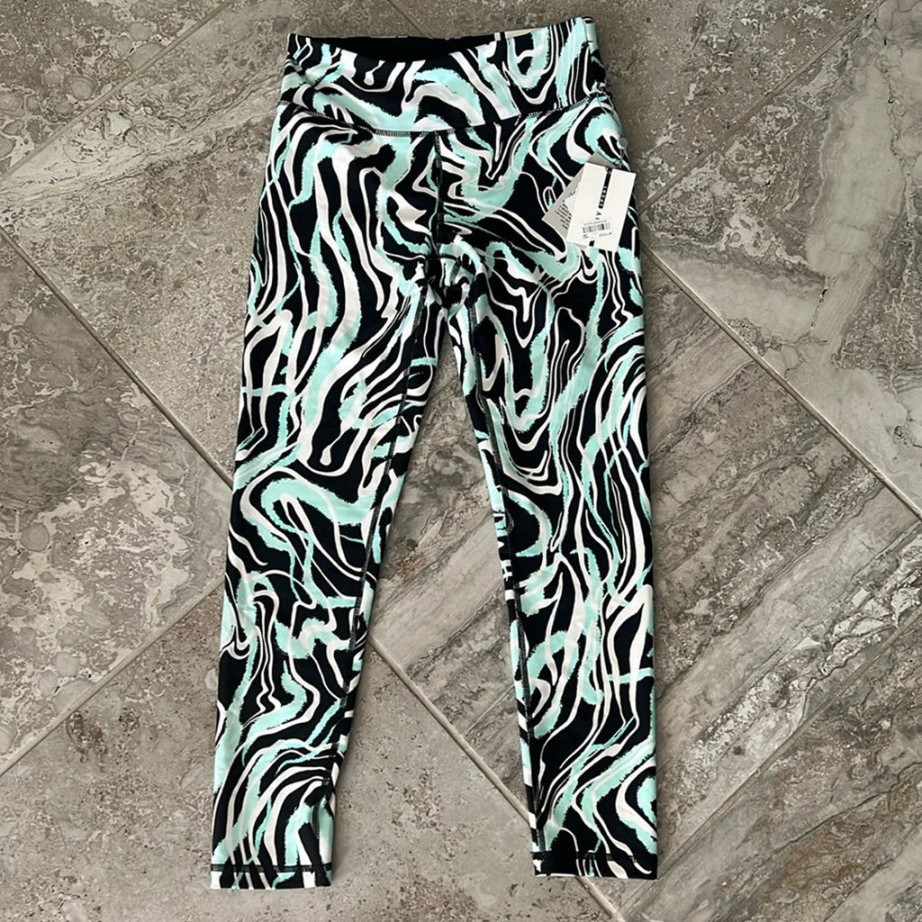 DKNY Marble Print 7/8 Leggings in Black/Green Size XS NEW w/Tag