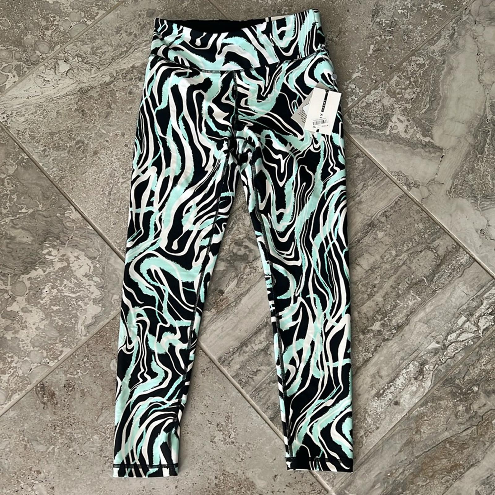 DKNY Marble Print 7/8 Leggings in Black/Green Size XS NEW w/Tag
