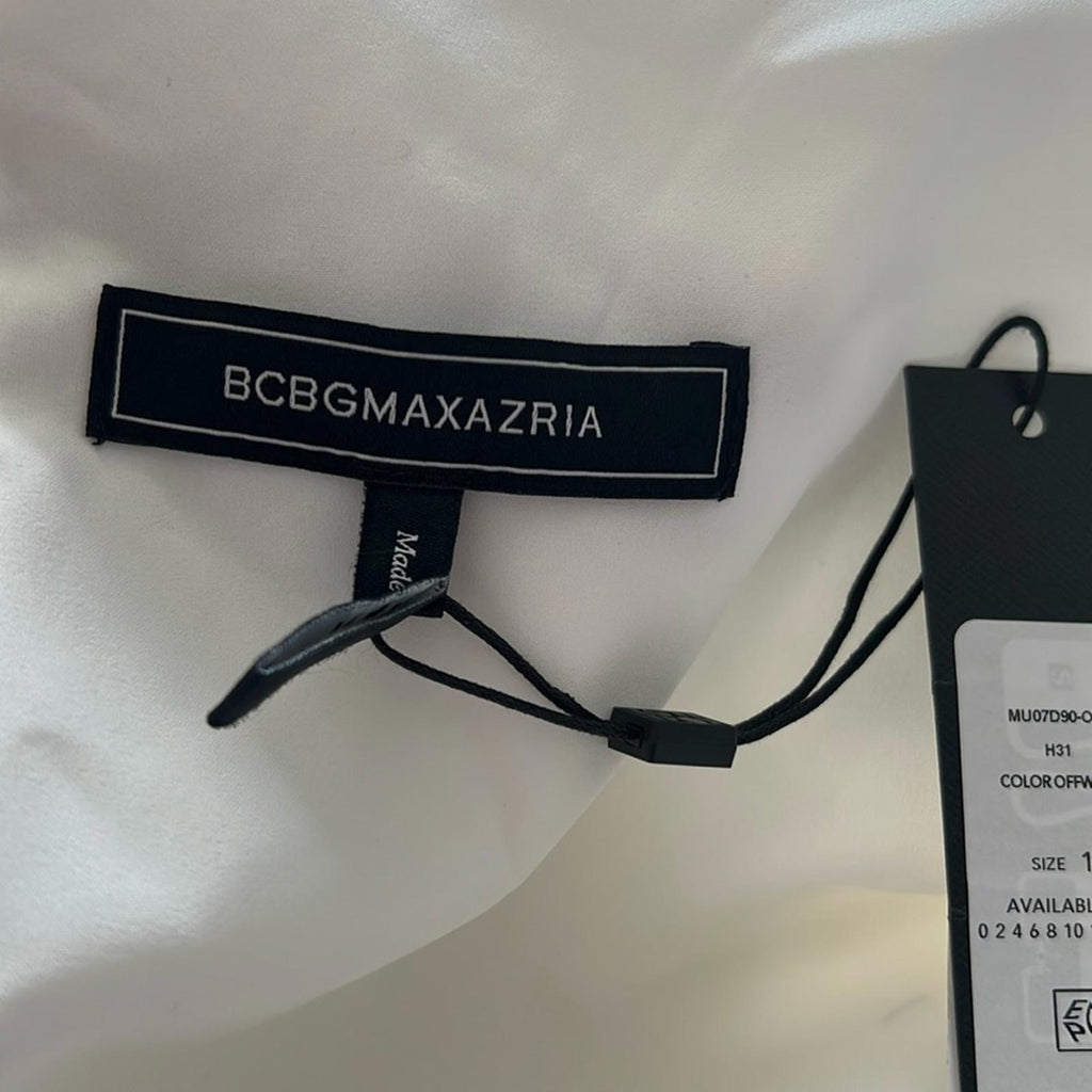 Bcbgmaxazria Embroidered Sleeve Evening Dress in Off-White, Size 12 NWT $298
