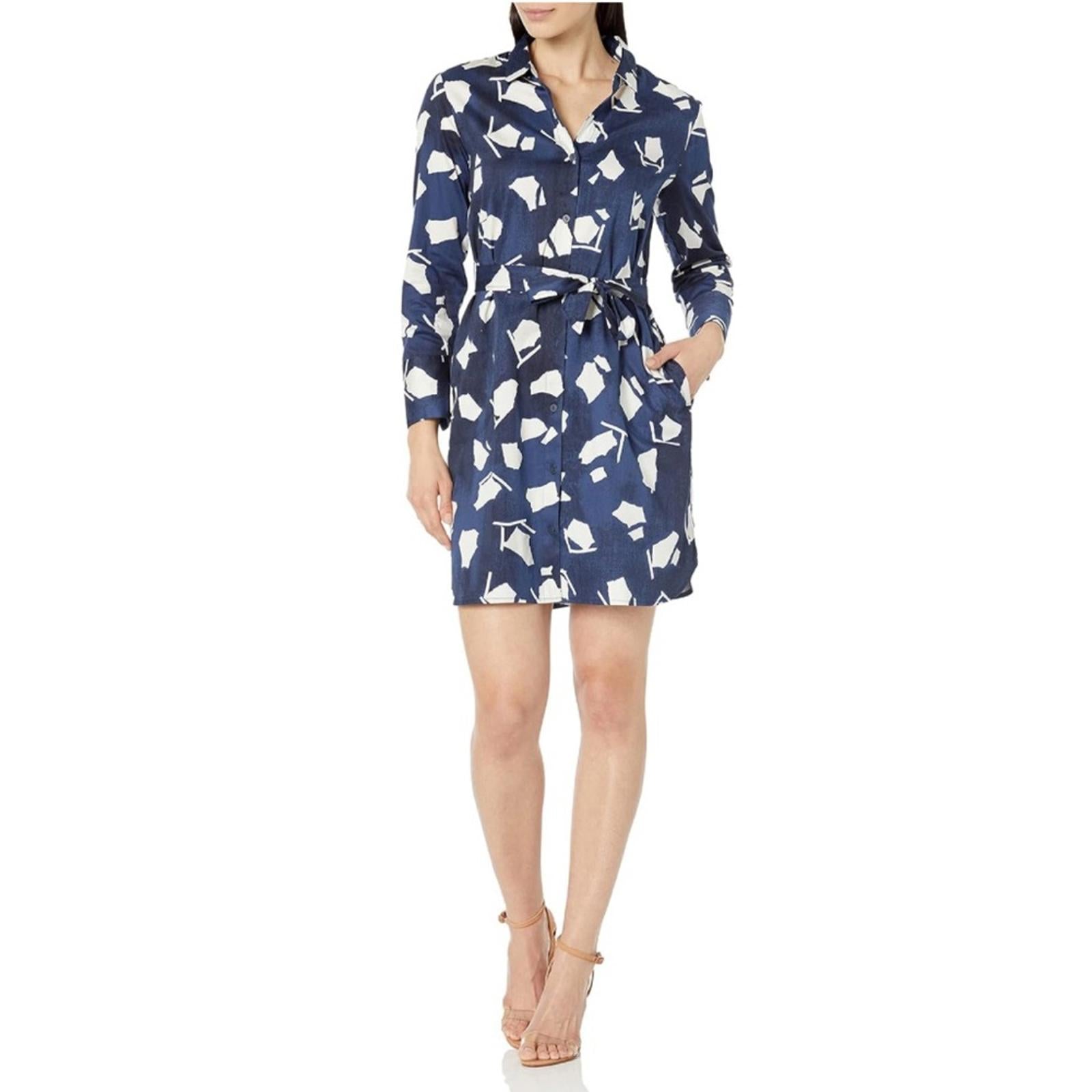 NIC+ZOE Collared Mosaic Blues Mini Dress in Indigo Multi Size L New w/Tag $218