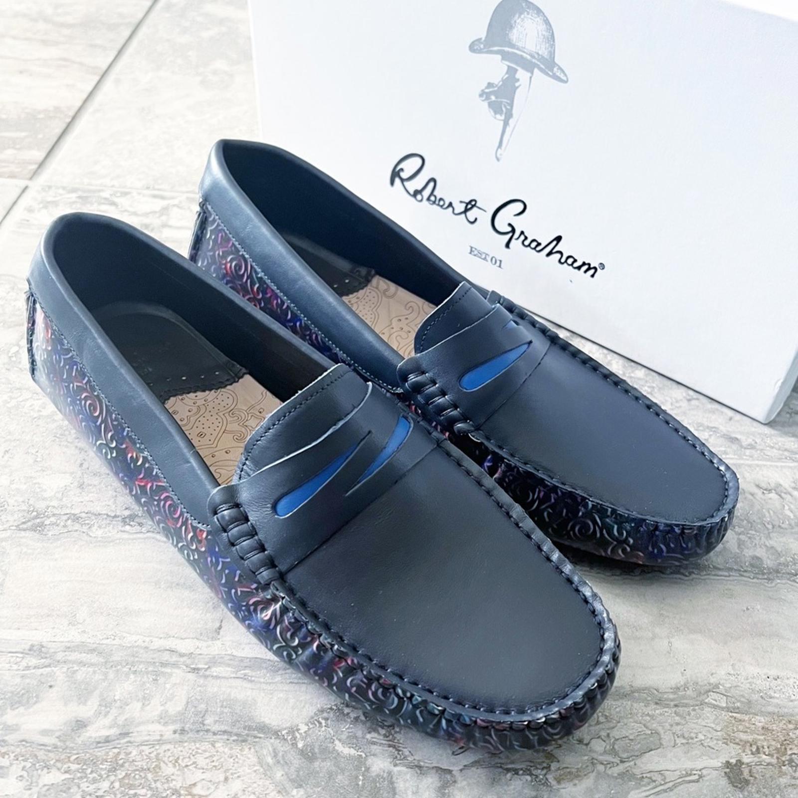 Robert Graham Loafers Bovina Slip-On Driver Shoes, Navy Men’s Size 10 New in Box