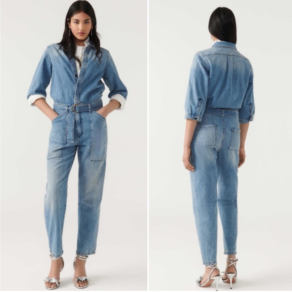 Ba&sh Combinaison Frida Denim Jumpsuit in Blue, Size L New w/Tag