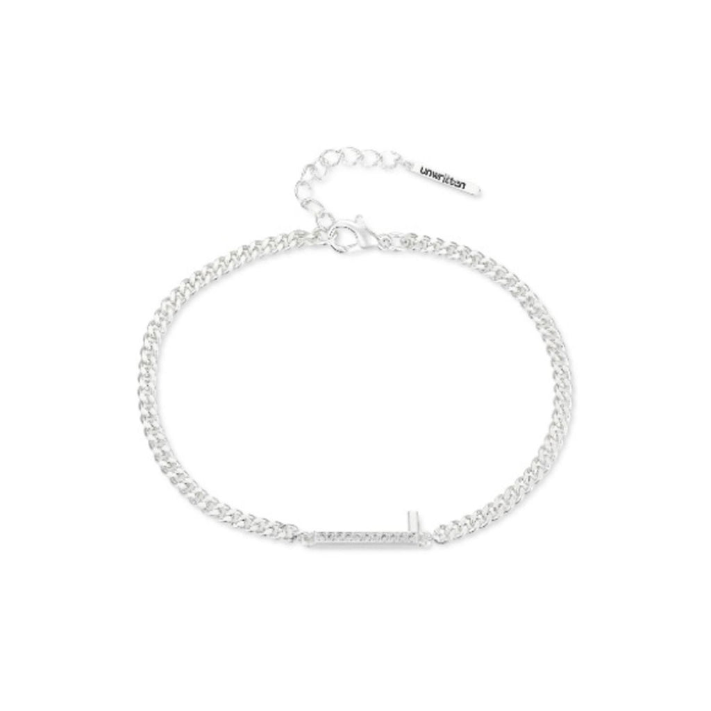 Unwritten Cubic Zirconia Fine Silver Plated 7”+1” Extender Bracelet, New w/Tag