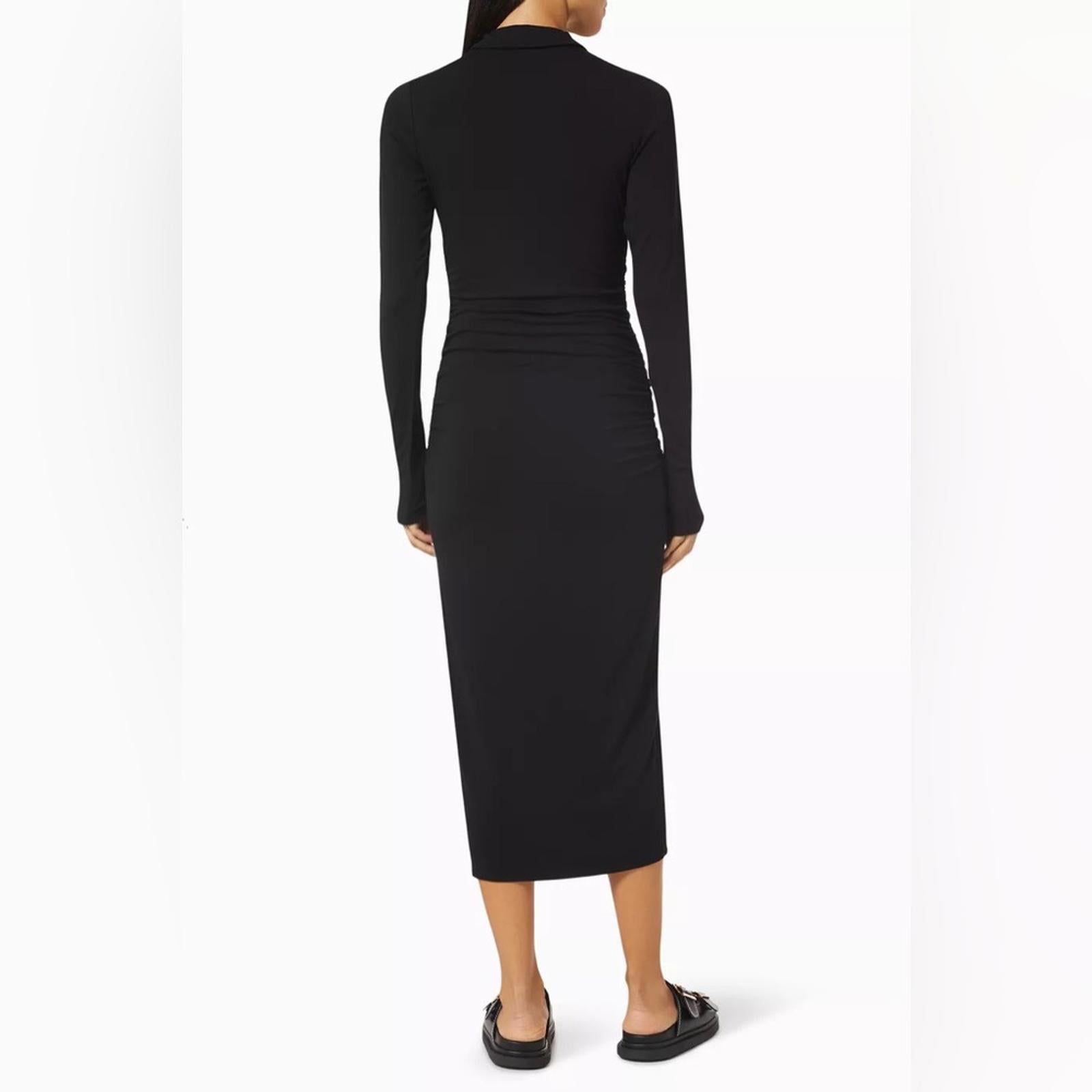 Good American Good Touch Ruched Midi Dress in Black, Size 1 New w/Tag