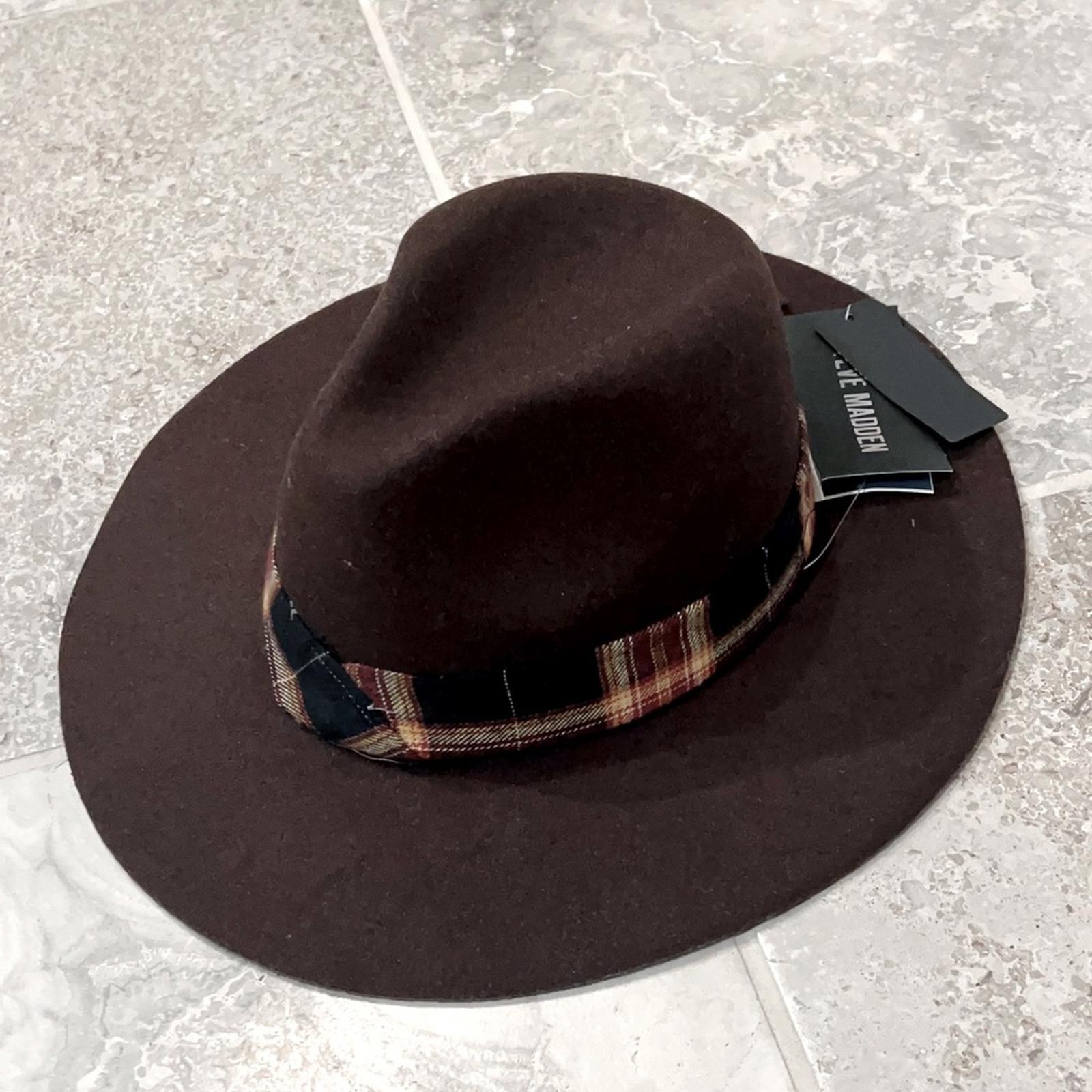 NWT Steve Madden Wool Fedora Hat Plaid A Lovely Hat! in Brown, New with Tag