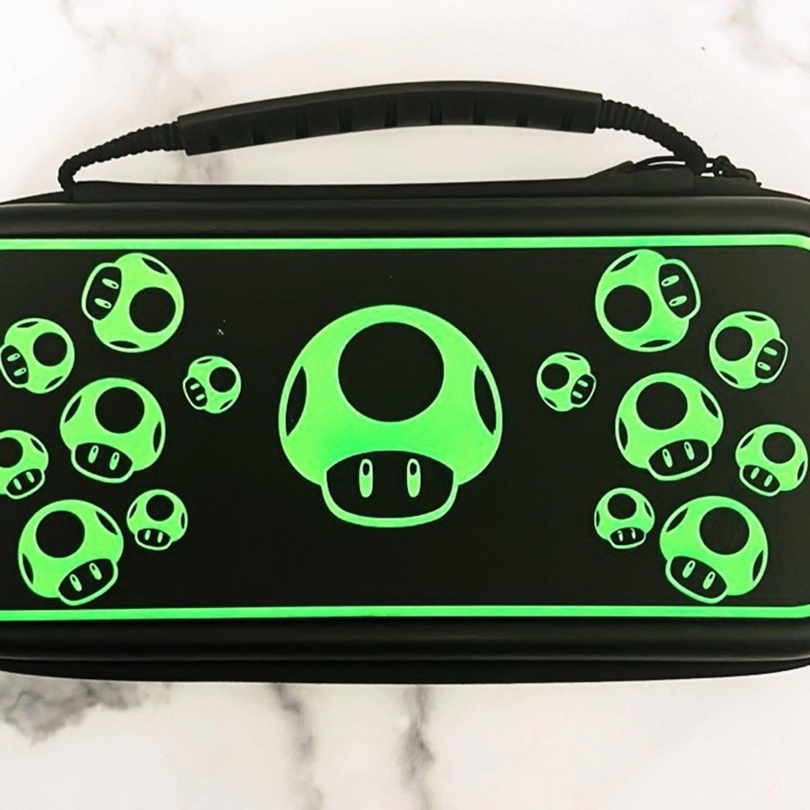 Travel Case for Nintendo Switch - PDP Plus Glow Mushroom, Green Black, NEW