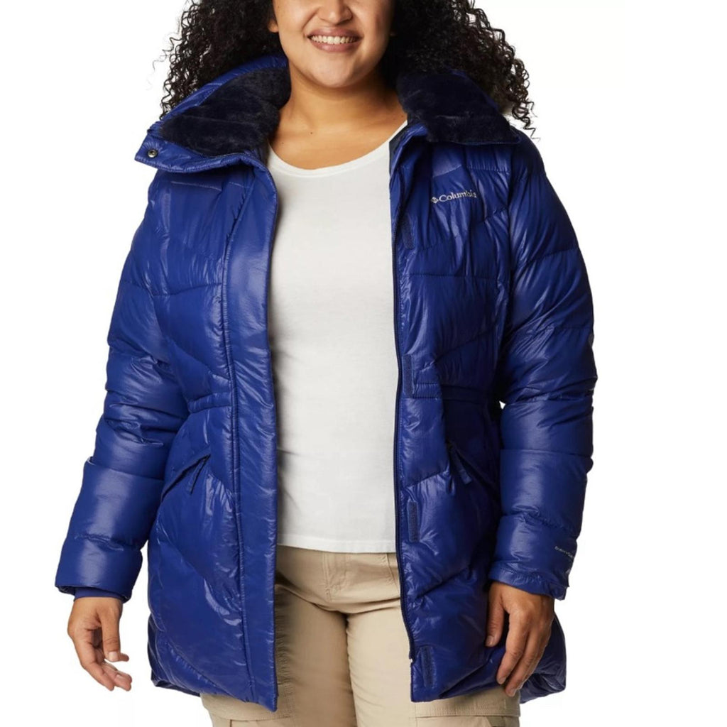 Columbia Peak to Park II Hooded Faux-Fur-Trim Jacket, Blue Size 1X New w/Tag