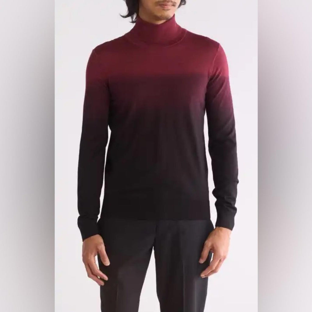 BOSS Wool & Silk Turtle Neck Sweater in Red/Black, Size S, New w/Tag