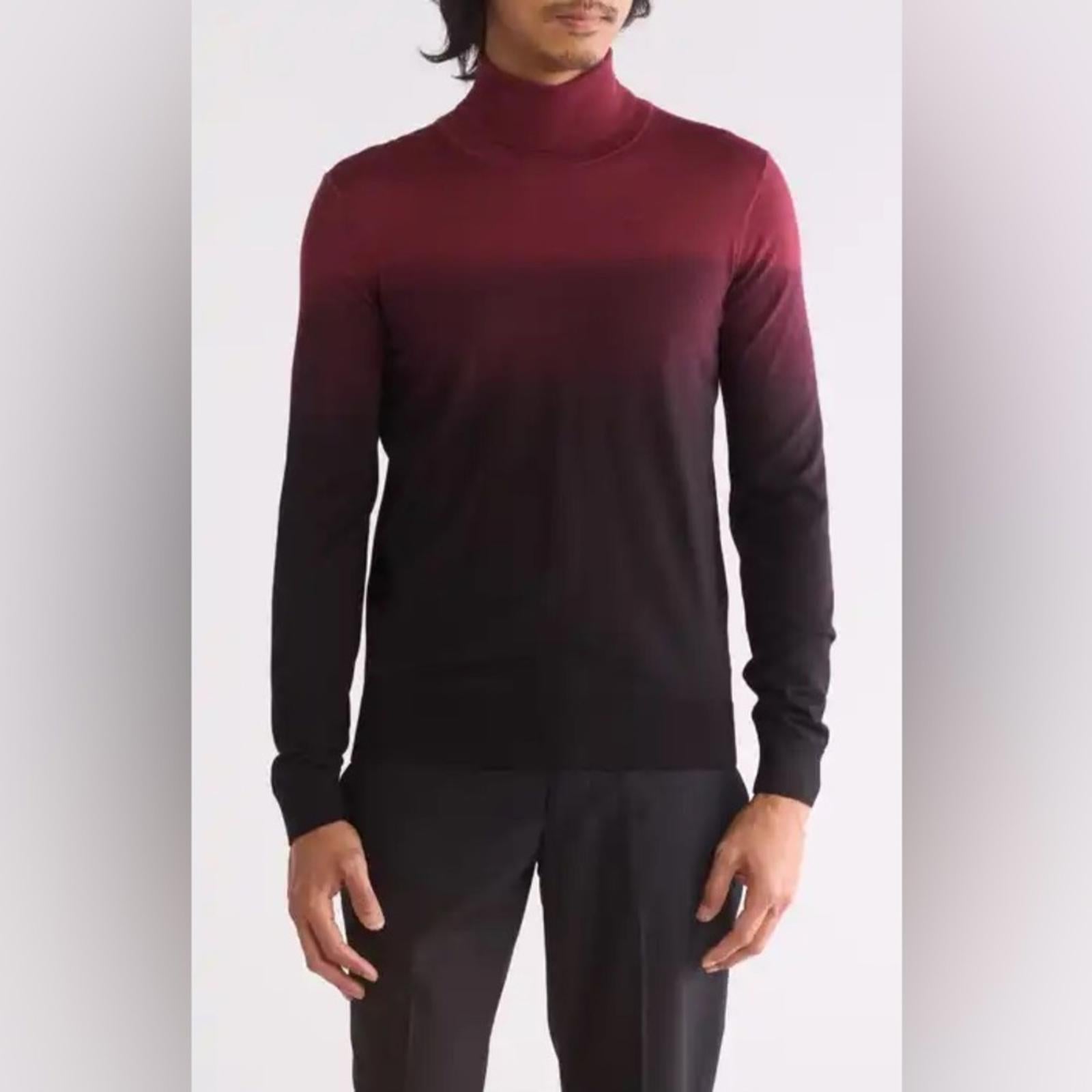 BOSS Wool & Silk Turtle Neck Sweater in Red/Black, Size S, New w/Tag